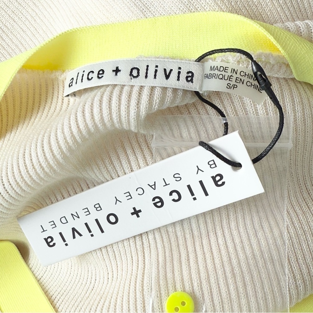 ALICE OLIVIA Rib Knit Button Front Y2K Slim Cardigan Duster Sweater Dress Small - Picture 9 of 12